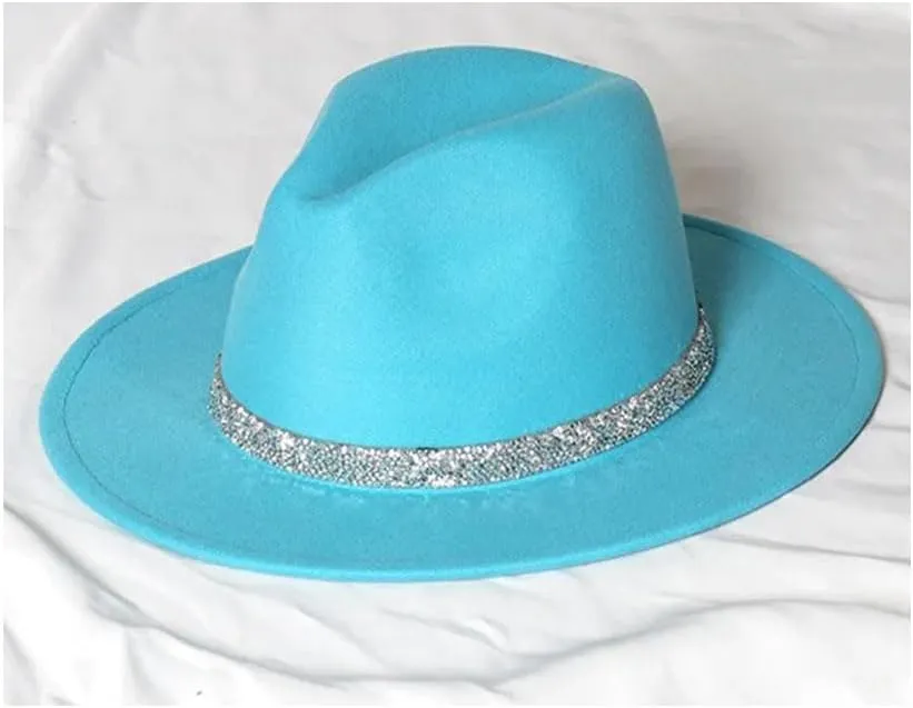 Women Fedora Hats with Diamond Band Fashion Wedding Party Jazz Cap Unisex Church Hat Bucket Hats