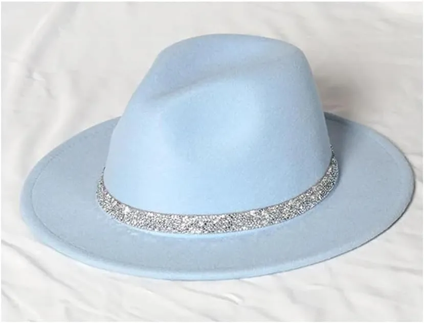 Women Fedora Hats with Diamond Band Fashion Wedding Party Jazz Cap Unisex Church Hat Bucket Hats