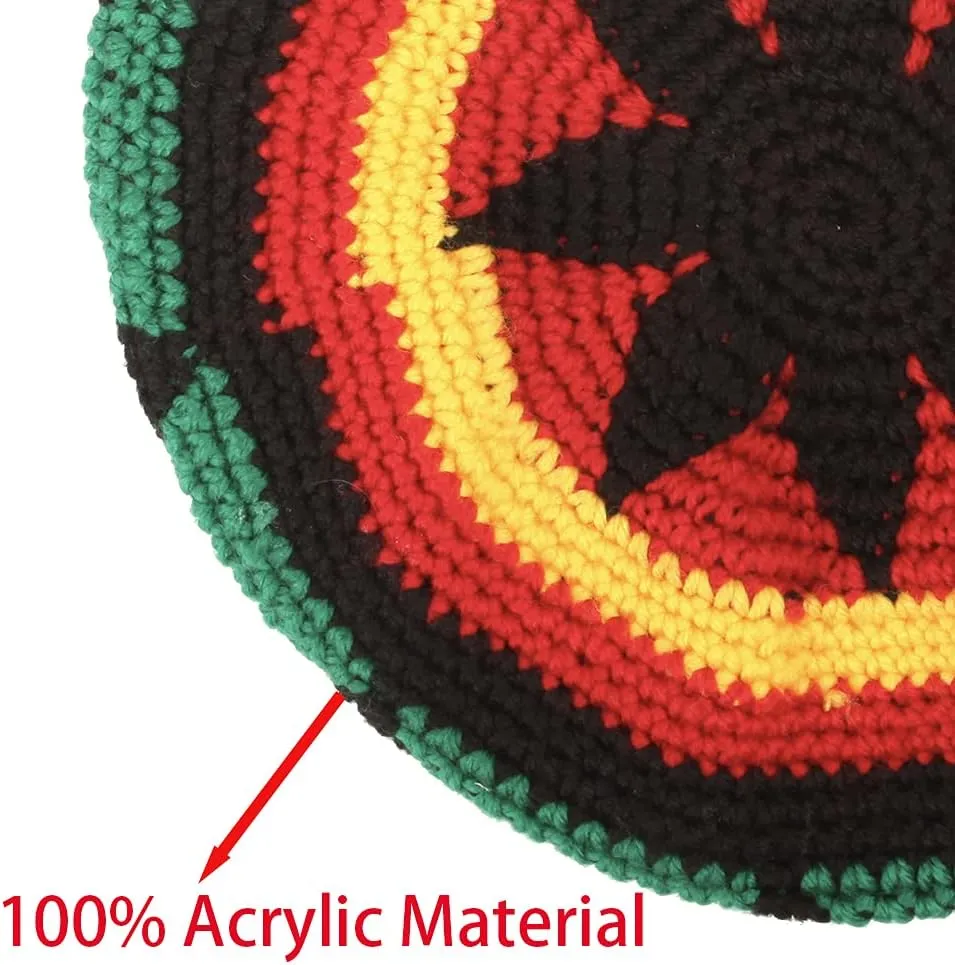 Wool Knit Rasta Hat Reggae Jamaican Cap Colorful Beanie Skull Hat Slouchy Baggy Cap Winter Autumn