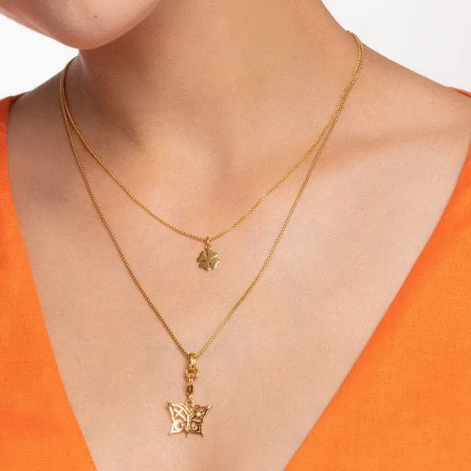 Yellow Gold Cloverleaf Necklace 45cm KE2037-413-39-L45v