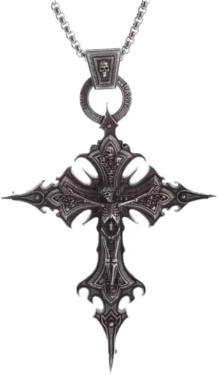 Yuoos Vintage Gothic Cross Skull Pendant Necklace for Women Punk Halloween Goth Jewelry Gift for Women